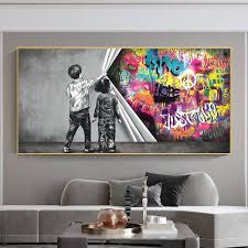 Baksidan av Gardinen: Banksy Graffiti Canvas