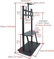 Mobil TV-bänk 70 cm - Justerbar för 32"-65" TV-apparater